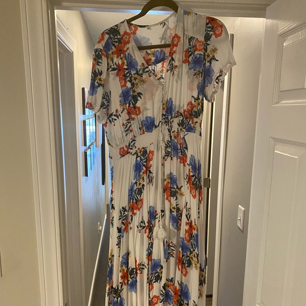 White Floral Maxi Dress